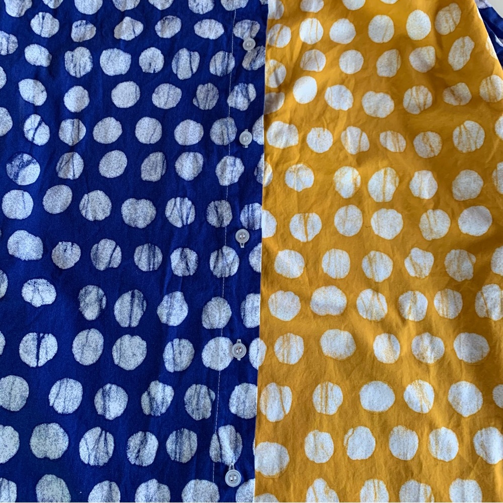 Busayo Collective Color-block Dot Shirt Maxi Dress Button Short Sleeve - Size 4 - Picture 12 of 14